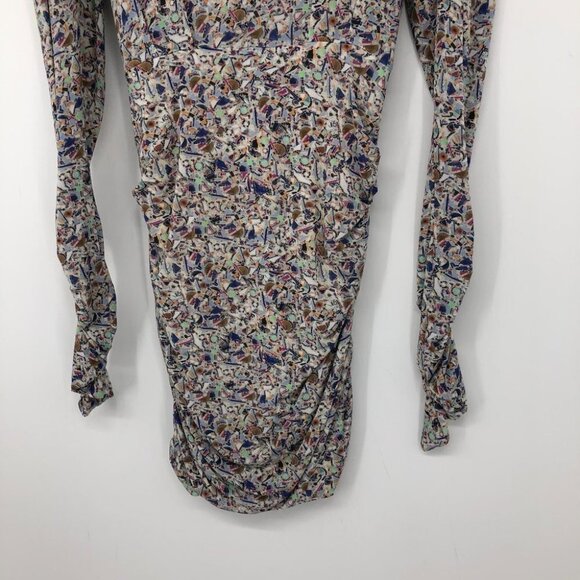 Isabel Marant NWT Ghita Printed Multi drape jersey mini dress puff shoulders 40 - Picture 12 of 16